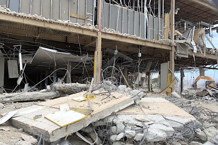 Demolition of the old Sears building at University Mall on Fowler Avenue.