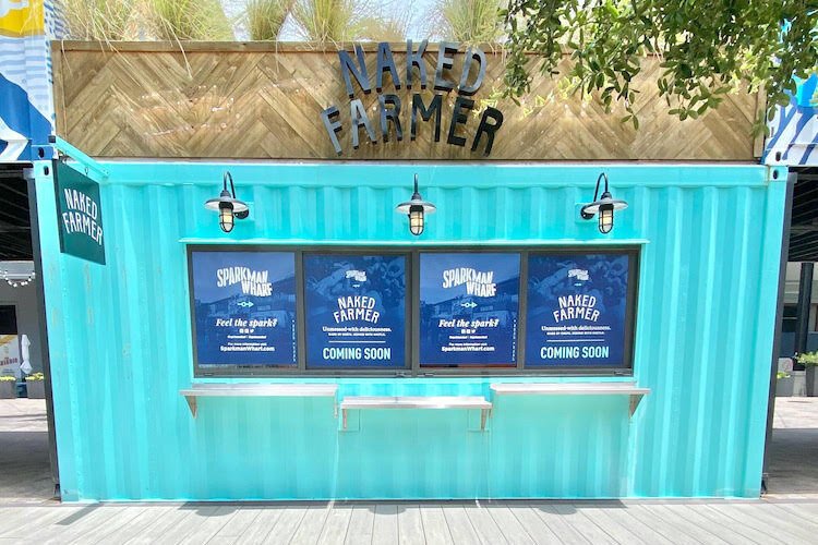 Naked Farmer offers fresh Florida cuisine from a converted shipping container at Sparkman Wharf.