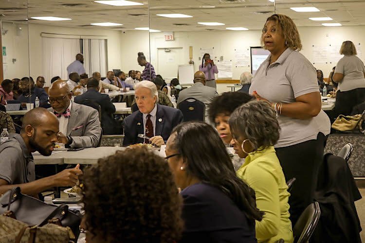 The Clearwater Urban Leadership Coalition meets monthly on Zoom during the pandemic. This image is from a November 2019 meeting.