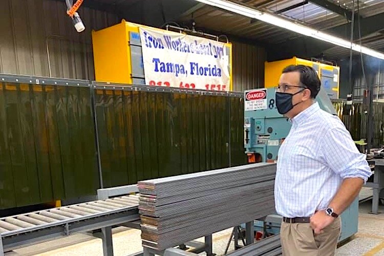 Tampa City Council member Luis Viera tours the apprenticeship programs at Iron Workers Local 397 in Tampa.