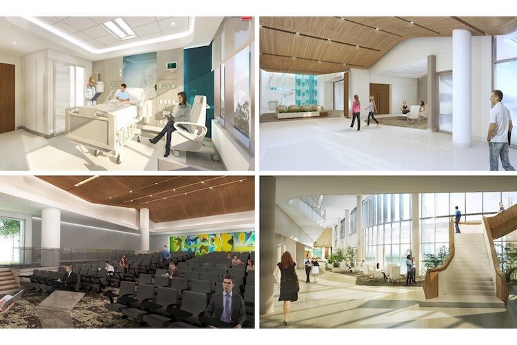 The interior concept for inside new AdventHealth tower in Uptown.