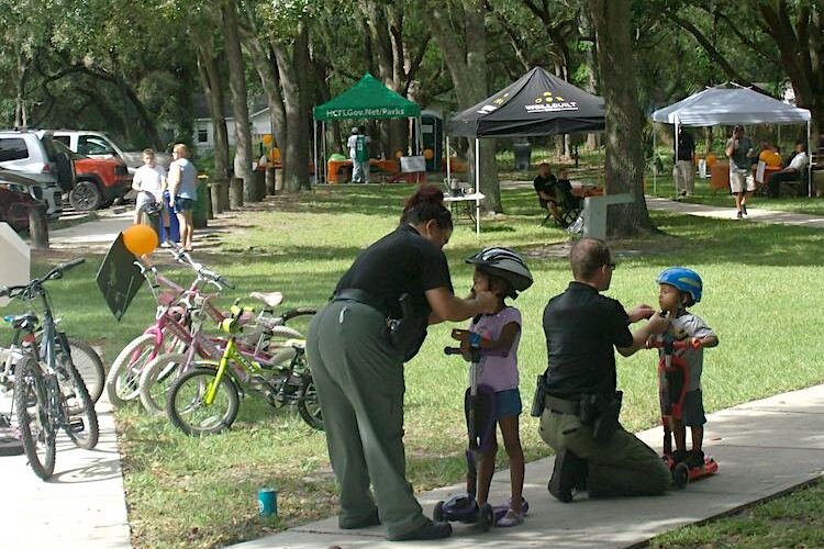 A mini-grant for one neighborhood funded a bike rodeo, complete with free helmets and safety information.