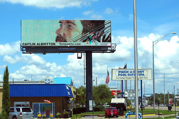 Caitlin Albritton's work captured on an ArtPop Billboards along major Tampa thoroughfares.