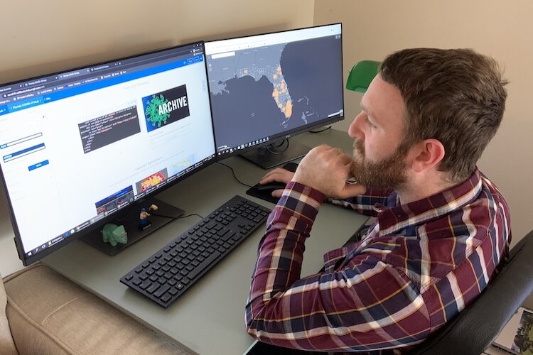 USF Library Digital Heritage & Humanities Center (DHHC) GIS Project Manager Ben Mittler designed the Florida COVID-19 Hub. The Hub features GIS dashboards tracking COVID-19 infections in Florida, with additional info localized to the Tampa Bay Area.