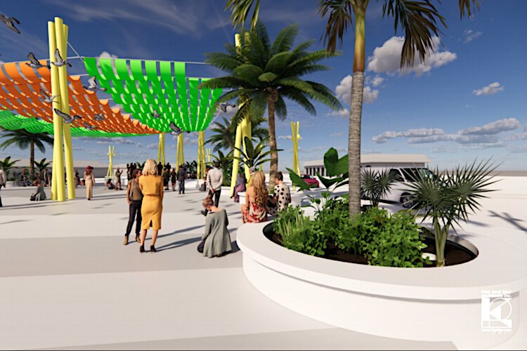 Artist rendering of the mercado-style plaza coming to the Downtown Gateway District project in downtown Clearwater.