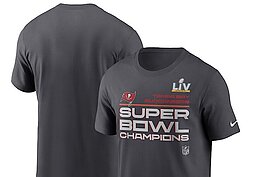 NFL T-shirt boasting Tampa Bay Bucs win in Super Bowl LV.
