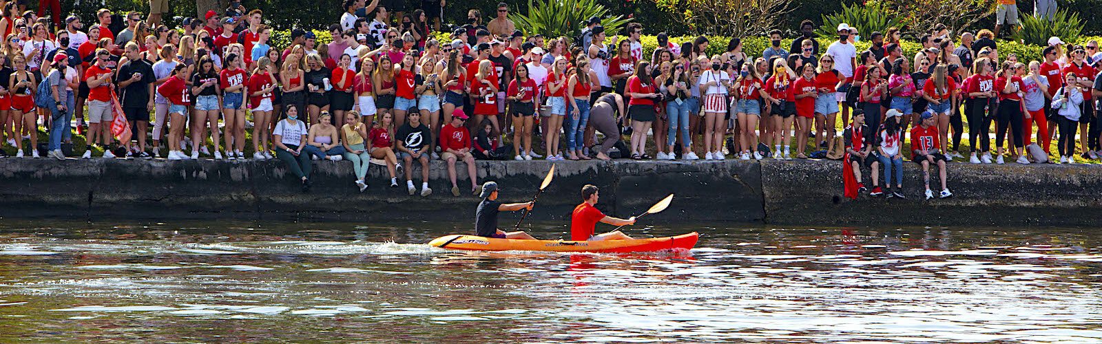 Kayakers, paddle boarders, and every kind of boat available joined in the boat parade honoring the Tampa Bay Bucs.
