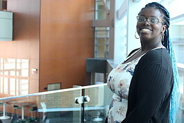Akiliaha Rankine, a USF senior studying Business Management and working at CUTR (Center for Urban Transportation Research)