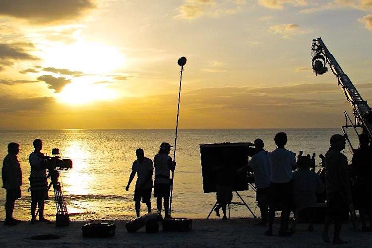 A Feature Florida Partnership crew shooting on the beach at Ft. DeSoto in Pinellas County.