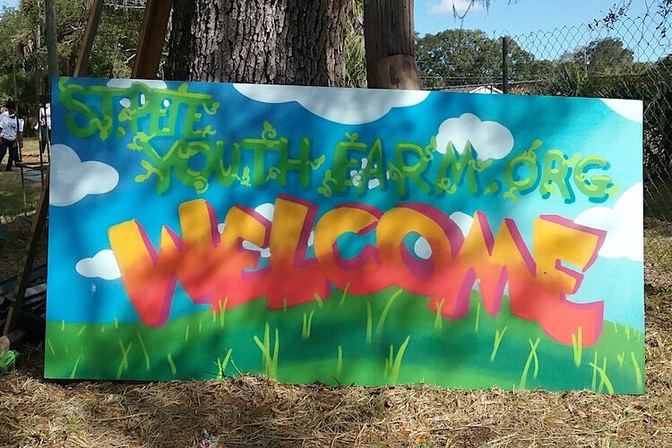 St. Pete Youth Farm welcome sign.