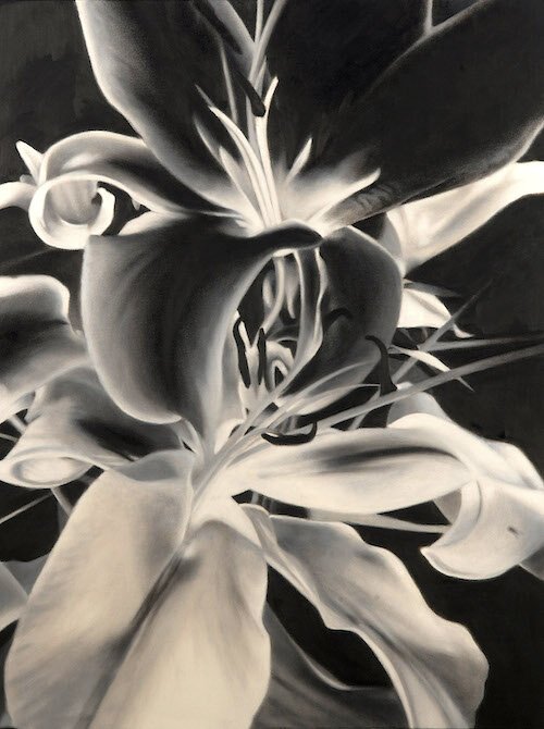 Jane Bunker, “Black & White Together” oil on canvas, 40"x 30,” value $3,000