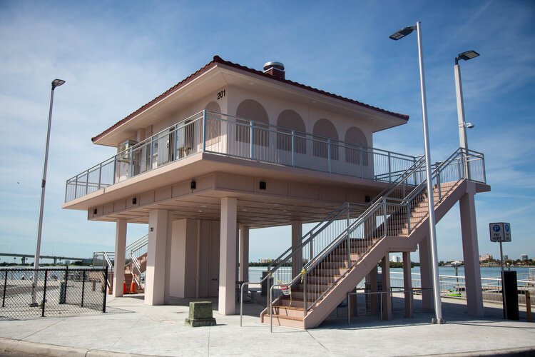 New restrooms with shaded seating overlooking the water are part of the completed revitalization effort at the Seminole Boat Ramp.