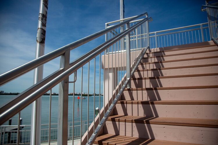 Visitors have a new building with public restrooms, drinking fountains, and views of Clearwater Harbor. 