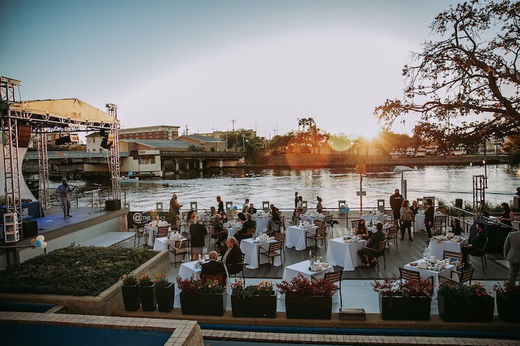 The award show took place outdoors at the David A. Straz Center for the Performing Arts.