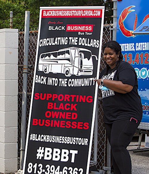 Deanna-Hardy-Joseph participates in Saturday's Black Business Bus Tour that started and concluded at Big Al's Finger Licking Good Soul Food in Ybor City.