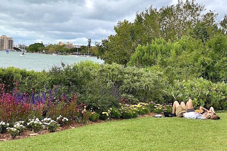 The scene along Sarasota Bay within Selby Gardens.