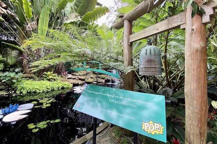 Quotes from Pop Artist Roy Lichenstein and Impressionist Claude Monet help visitors interpret the exhibit, including the placement of this 117-year-old bell called a Kansho that is rung at the opening of Buddhist temple ceremonies.