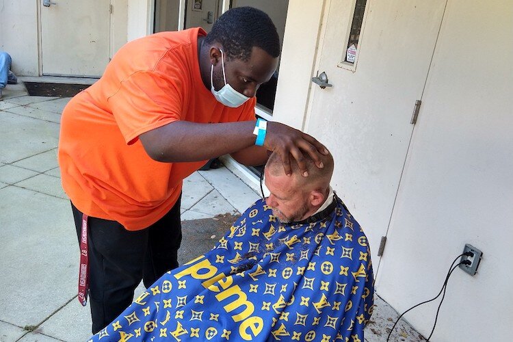 Along with showers, Mr. Bubblez also provides haircuts and other services to those in need.