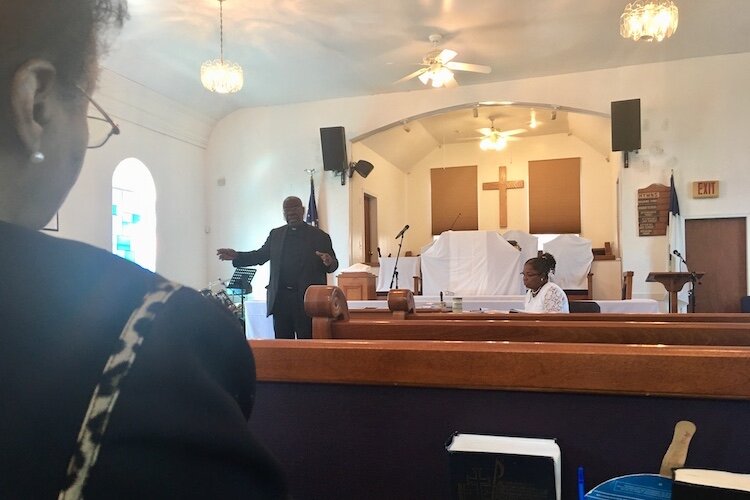 The Rev. James T. Golden addresses a Sunday school class in October 2019.