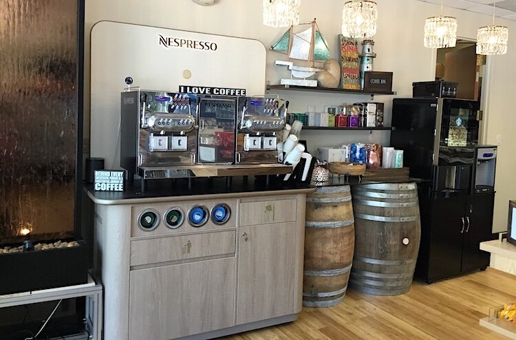 Shoppers will find coffee, wine, and other beverages at DOLCE Cafe.