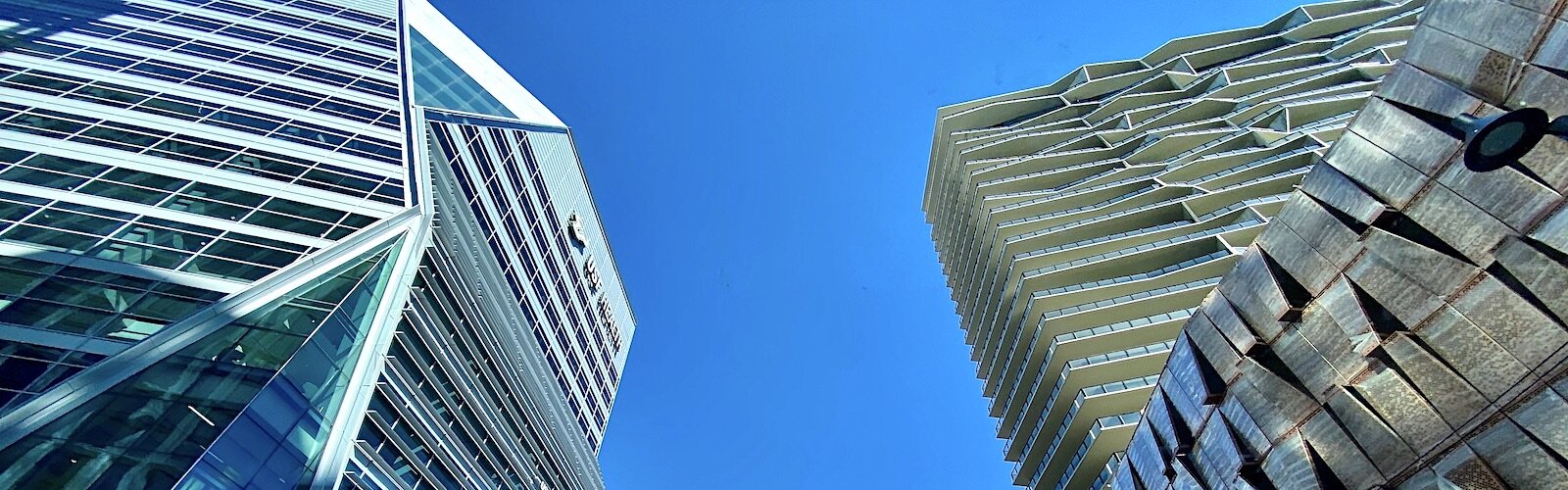 The University of South Florida's new medical school stands out among new buildings that are part of the Water Street Tampa development.