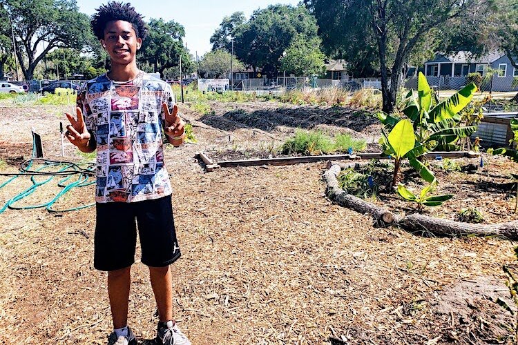 St. Pete Youth Farm gardener Aiymere Sanchez, 14, says he’s learned resourcefulness by “just using the stuff under your feet and gaining something brand new and responsibility.”