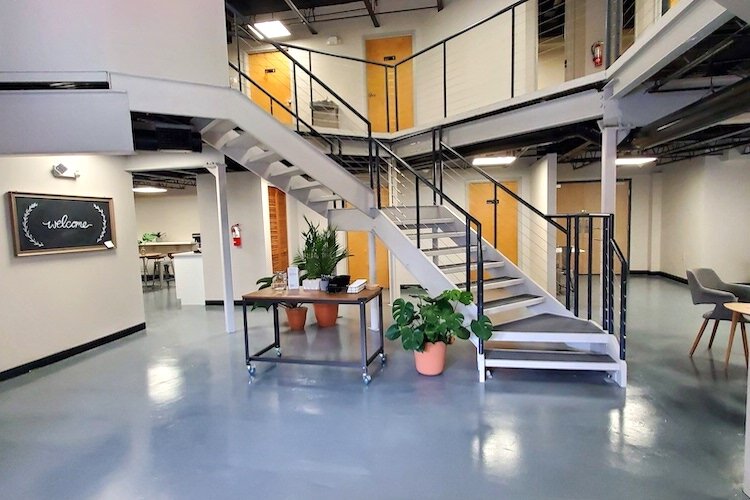 Workhouse features small offices, shared space and collaboration areas, and executive suites.