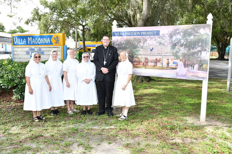 The Villa Madonna Sisters with Bishop Gregory Parkes at the renovation groundbreaking.