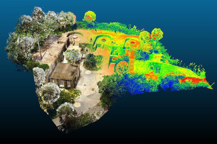 Lidar data of Battery Charles Mellon colorized with a scalar field blended into the point cloud color.