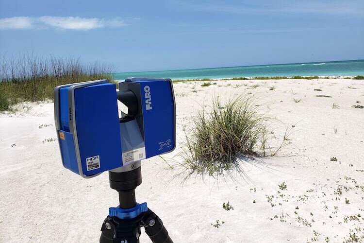 The USF Access 3D Lab uses a FARO terrestrial laser scanner to capture the shoreline at Egmont Key in 3D.