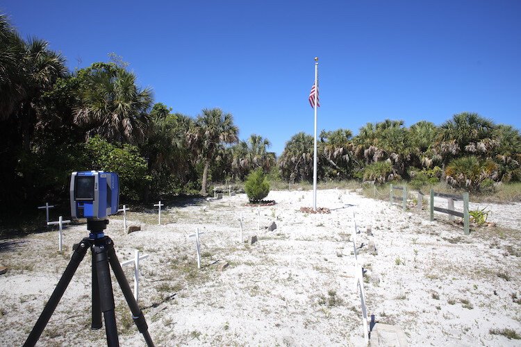 The USF Access 3D Lab uses a FARO terrestrial laser scanner to capture the cemetery at Egmont Key in 3D.