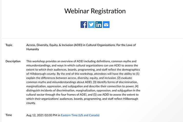 Arts webinar details