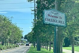 Signage welcomes residents and visitors to the College Hill neighborhood of East Tampa.