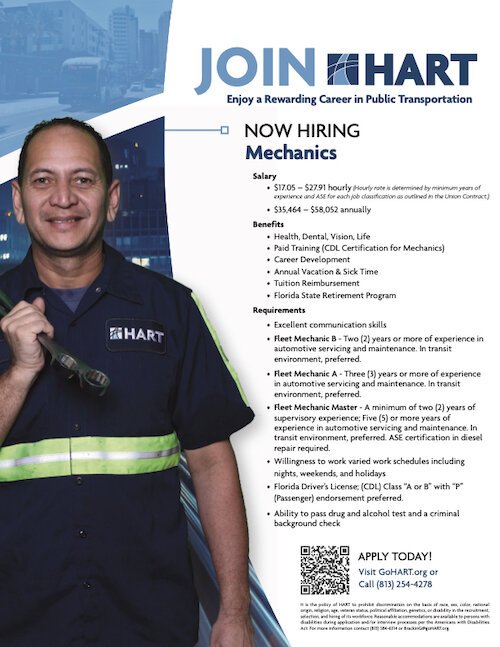 Recruitment poster for mechanics from HART.