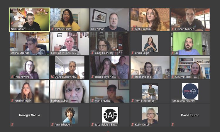 Screenshot from the first virtual Tampa Arts Alliance virtual townhall meeting held on Sept. 1.