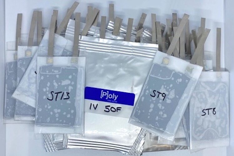 PolyMaterials has fabricated pouch cell supercapacitors.
