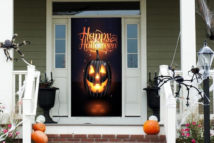You can greet trick-or-treaters with a special holiday covering by Doorfoto.