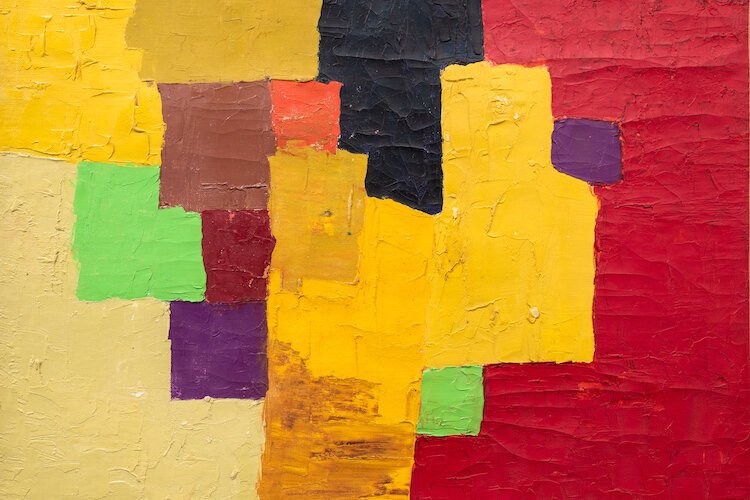 Etel Adnan (Lebanon), Autumn in Yosemite Valley, 1963–1964, Oil on canvas, Collection of the Barjeel Art Foundation, Sharjah, UAE