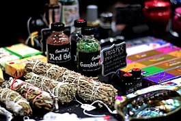 Some of the herbal offers and elixirs available at the Oddities and Curiosities Expo.