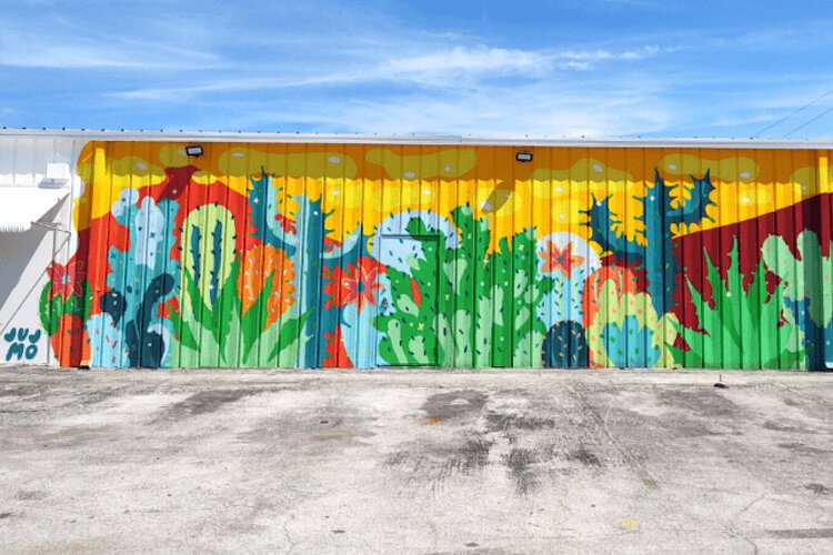 Jujmo’s completed mural “Desert Landscale” at the Warehouse at 28th St. North as part of the Lealman Mural Project.
