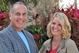 Andy Gold and Beth Kerly, associate professors and co-Founders of the HCC InLab, work with veterans at HCC.