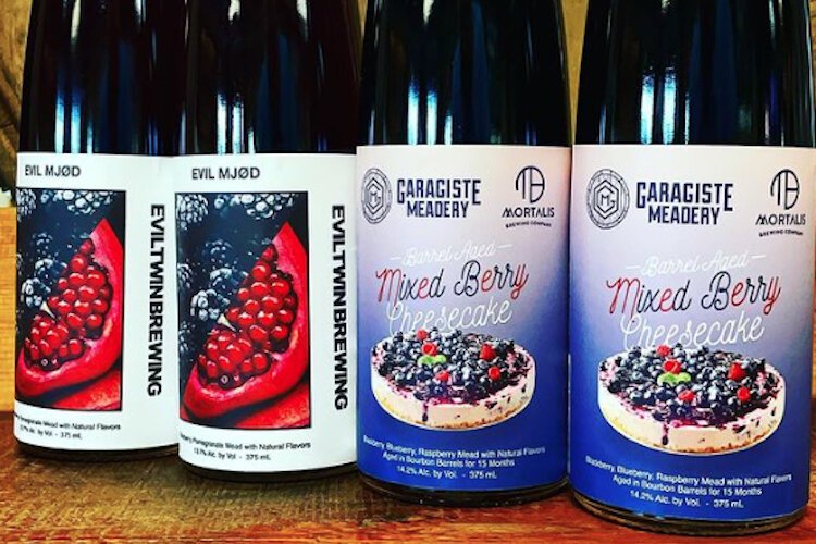 Examples of holiday spirits from Garagiste Meadery.