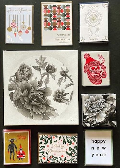Labyrinth Studios has holiday art-cards fresh off the press.