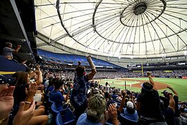 An average of about 9,396 fans per game attended the team’s 81 home games this season at Tropicana Field, according to Baseball Reference. Tropicana Field has a capacity of 25,025 fans.
