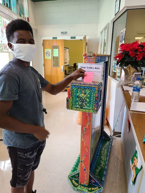 The Tampa Arts & Cultural Affairs Department commissioned local artists to create this Poetry Post mobile art installation, seen here at the Forest Hills Community Center.