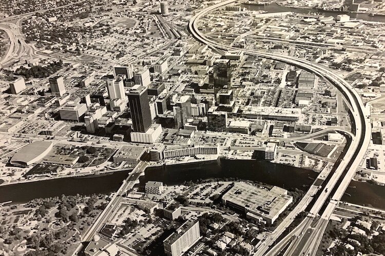 Thousands of aerial photographs by Selbypic, like this one taken of downtown Tampa in 1982, were donated to the Tampa Bay History Center.