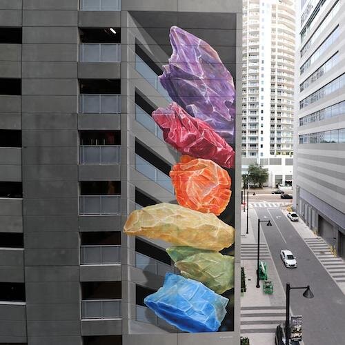 Leon Keer’s new mural “Equality Diversity” can be found at Water Street Tampa’s East Cumberland Drive parking garage.