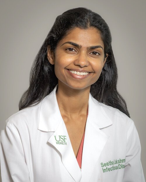Dr. Seetha Lakshmi, Medical Director for the Global Emerging Disease Institute at Tampa General Hospital, and Assistant Professor, Division of Infectious Diseases and International Medicine at USF Health.