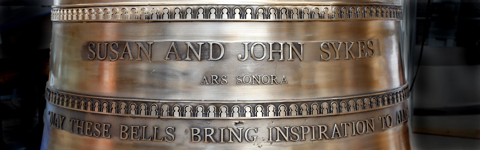 The quote “May these bells bring inspiration to all” by visionaries and UT supporters Susan and John Sykes is inscribed on the largest swinging bell, called the Sykes Bell, a centerpiece to be placed 37 feet off the ground, with 3 UT bells above it.