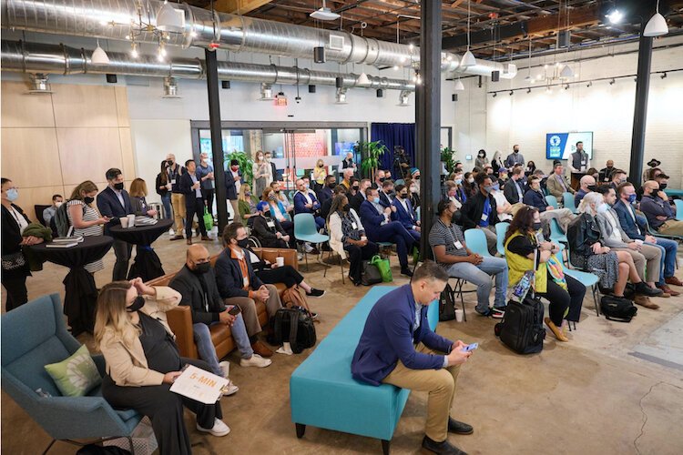 A crowd packed Embarc Collective in late January for the 9th Annual Startup of the Year Summit in 2022.
